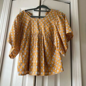 Emerson Fry India Collection Mustard and White Patterned Blouse